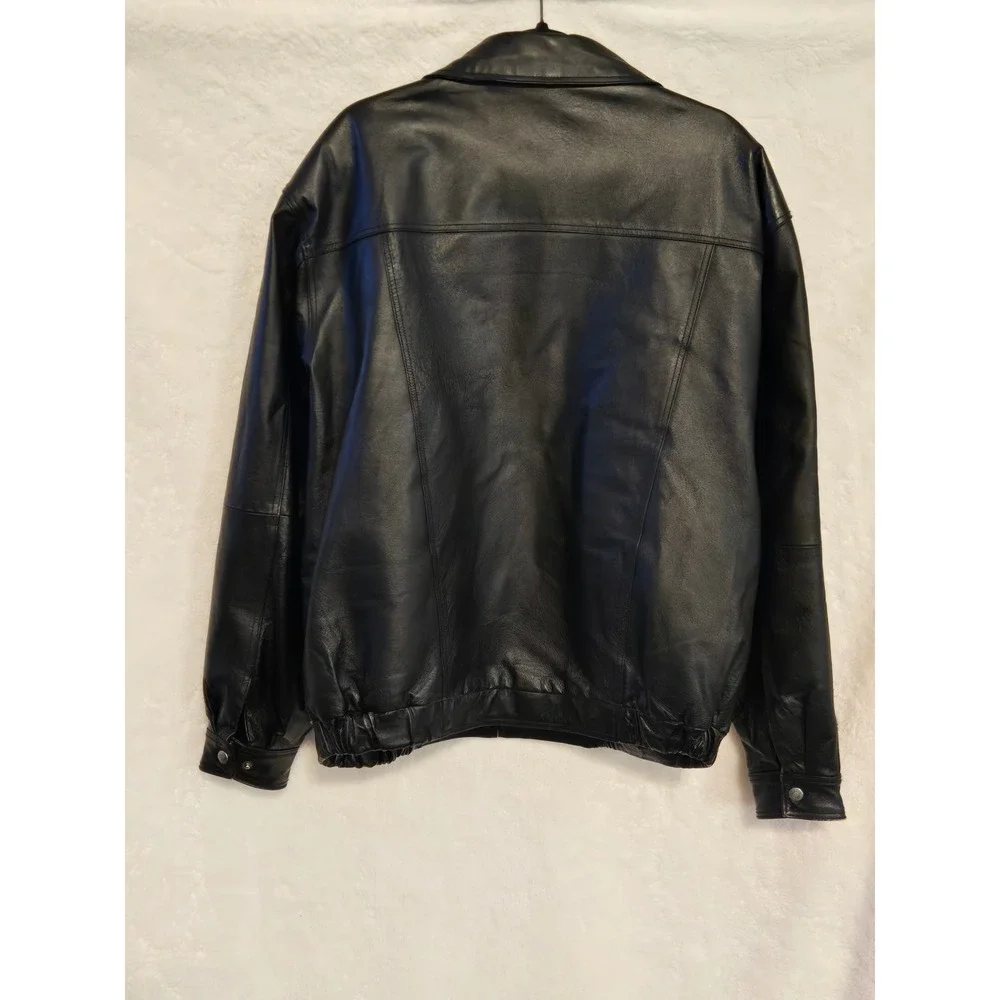 Susquehanna Trail Outfitters Mens Large Bomber Jacket Black Genuine Leather